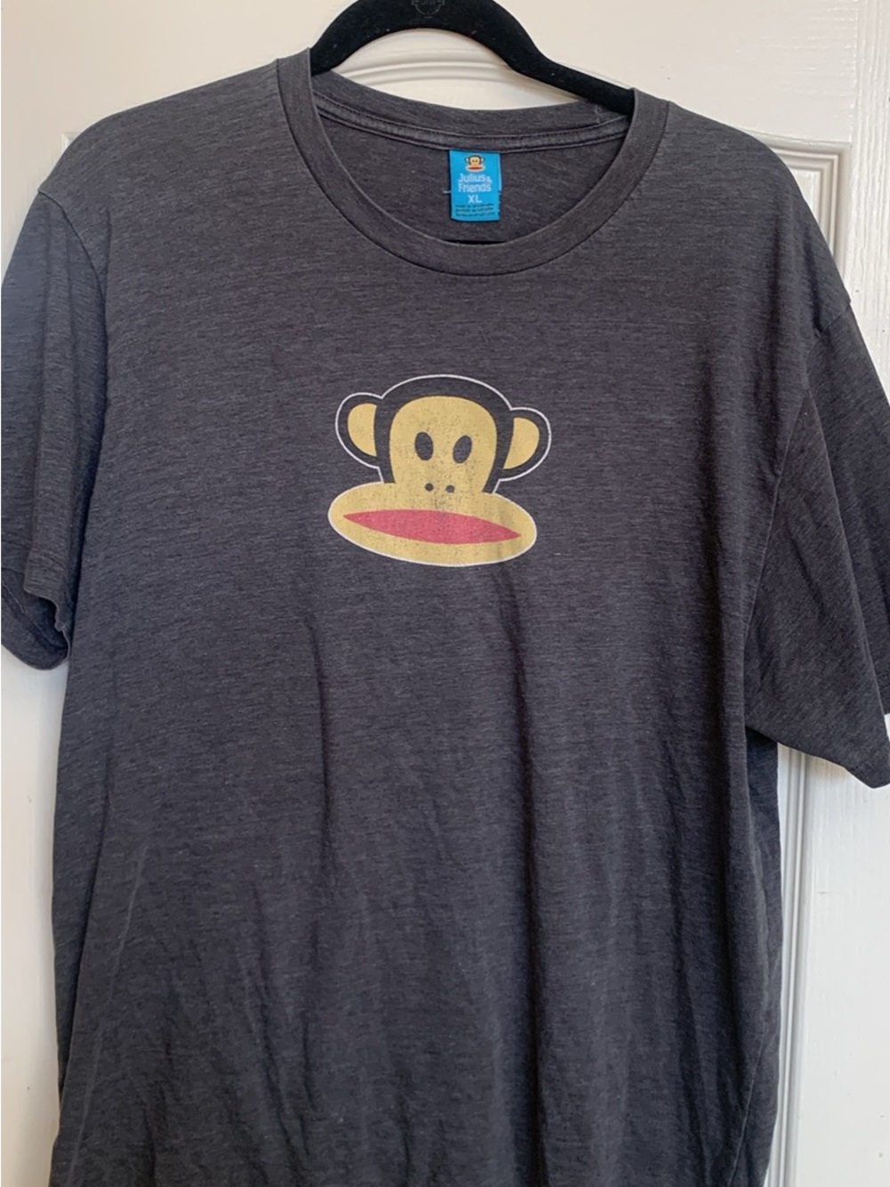 Y2K Julius & Friends Graphic Tee - Charcoal with Blue Tag and Yellow/Red Monkey